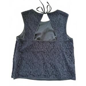 Rachel Roy Navy Lace Sleeveless Topwith Open Back(Elegance with an Edge 💙)